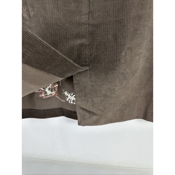 NWT NortonStudio Petites Corduroy Brown Fall Leaves Midi Skirt Size 6P Vintage - Picture 14 of 16